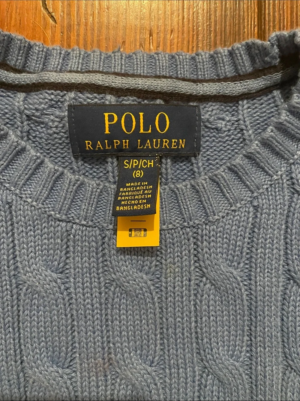 Polo by Ralph Lauren Boys Sky Blue Cable Knit Crewneck Sweater